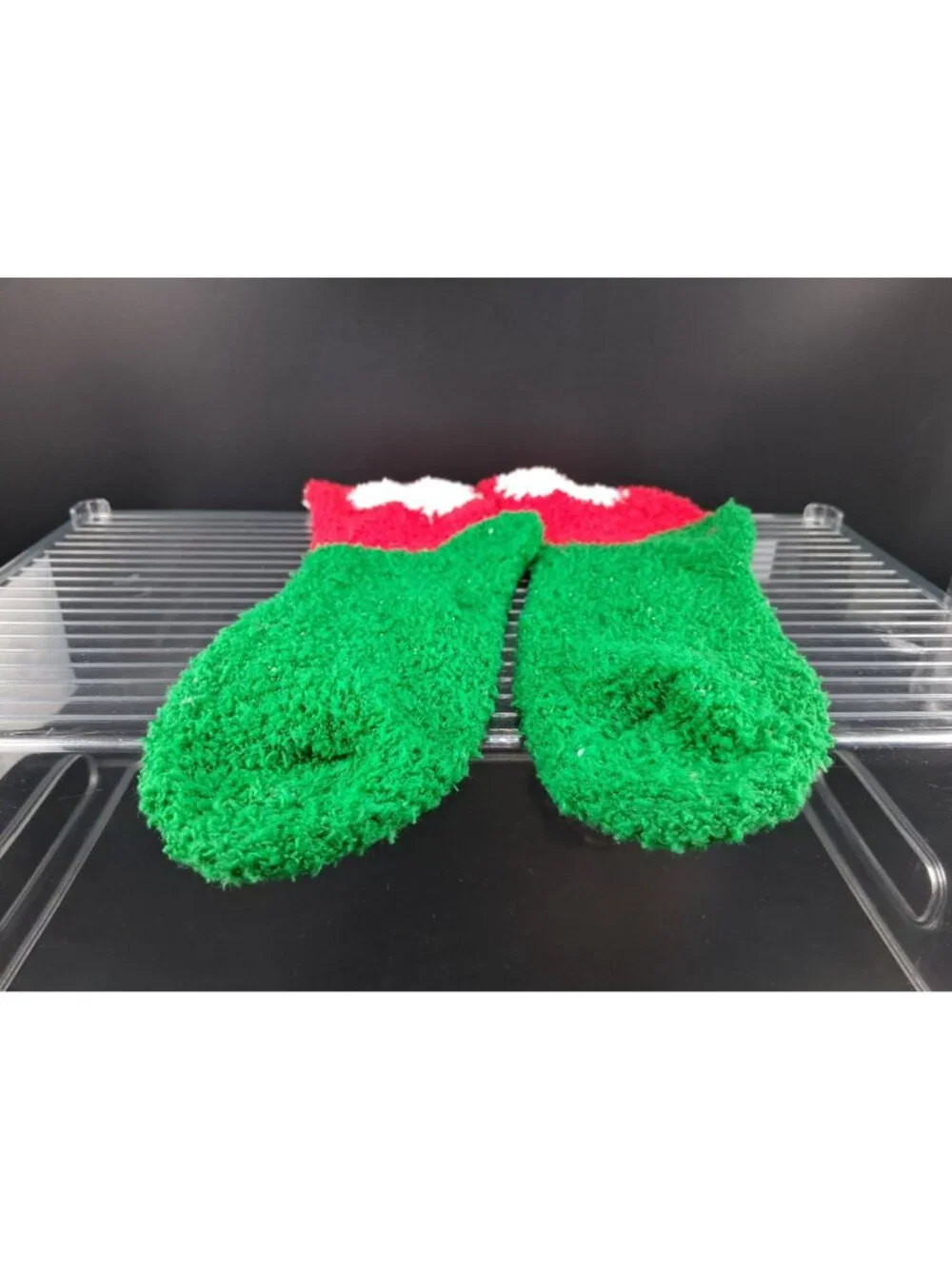 Cozy Christmas Santa Fluffy Socks Red & Green Festive Design